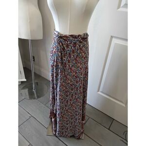 Jayli Women Bohemian Elephant Floral Print Rayon Wrap Maxi Skirt Multicolor OS